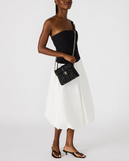 CRISTY Bag Black Wicker Top-Handle Sraw Crossbody Handbag - Steve Madden