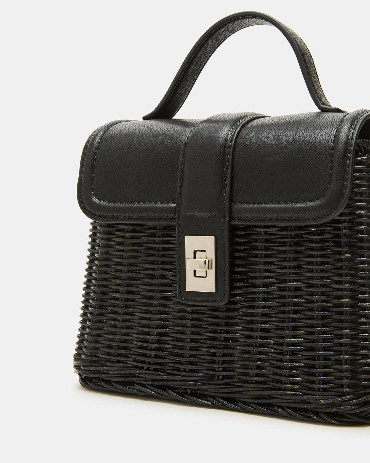 CRISTY Bag Black Wicker Top-Handle Sraw Crossbody Handbag - Steve Madden