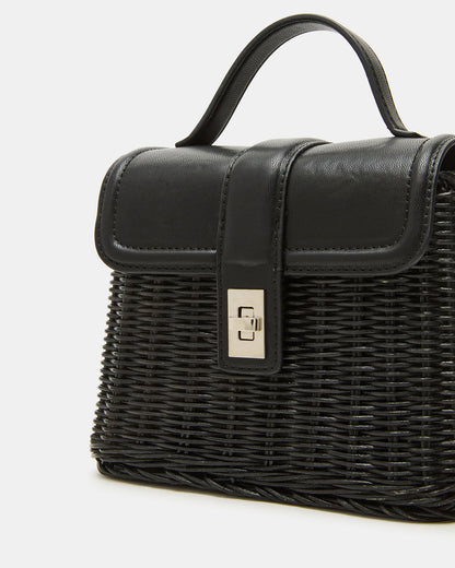 CRISTY Bag Black Wicker Top-Handle Sraw Crossbody Handbag - Steve Madden