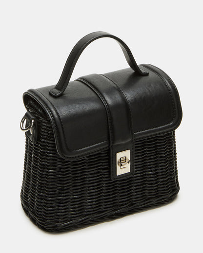 CRISTY Bag Black Wicker Top-Handle Sraw Crossbody Handbag - Steve Madden