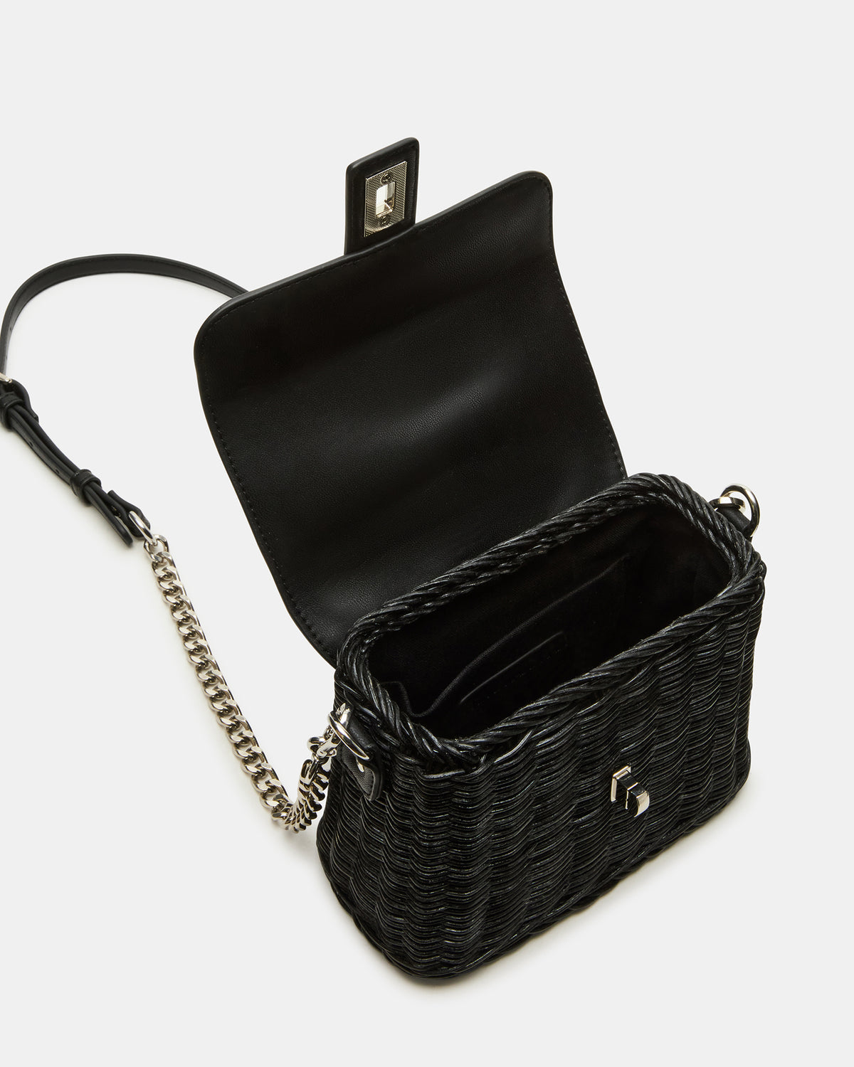 CRISTY Bag Black Wicker Top-Handle Sraw Crossbody Handbag - Steve Madden