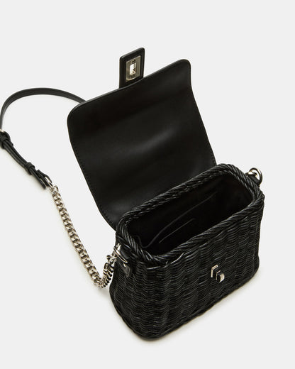 CRISTY Bag Black Wicker Top-Handle Sraw Crossbody Handbag - Steve Madden