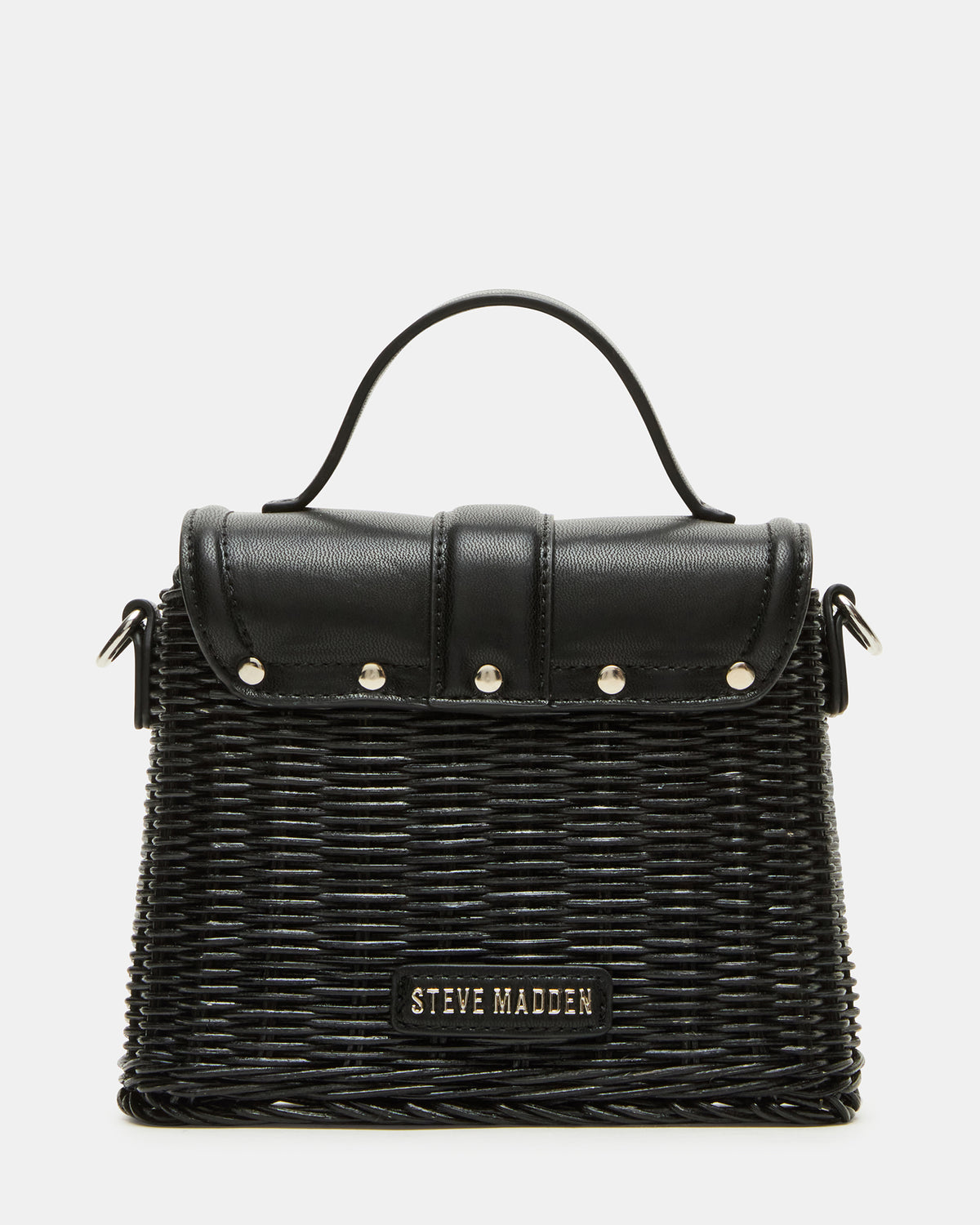 CRISTY Bag Black Wicker Top-Handle Sraw Crossbody Handbag - Steve Madden