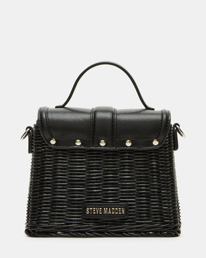 CRISTY Bag Black Wicker Top-Handle Sraw Crossbody Handbag - Steve Madden