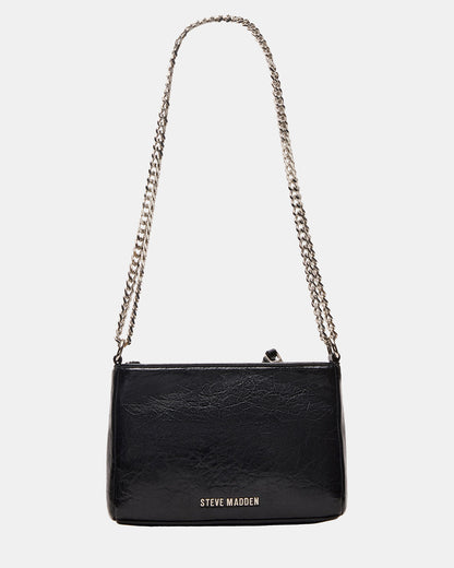 SKY Bag Black/Silver Moto Rhinestone Embellished Stud Crossbody Handbag - Steve Madden