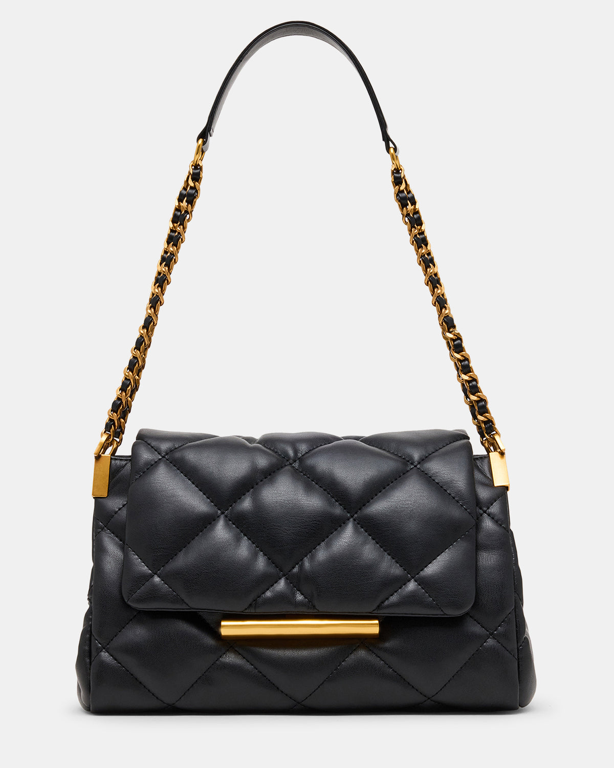 COLETTE Bag Black/Gold Quilted Chain Shoulder Handbag - Steve Madden