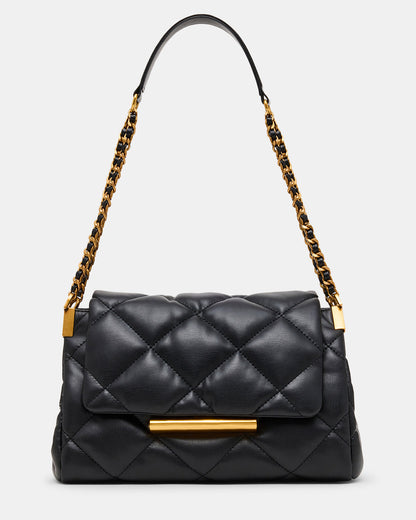 COLETTE Bag Black/Gold Quilted Chain Shoulder Handbag - Steve Madden