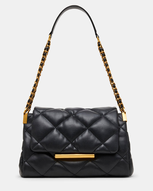 COLETTE Bag Black/Gold Quilted Chain Shoulder Handbag - Steve Madden