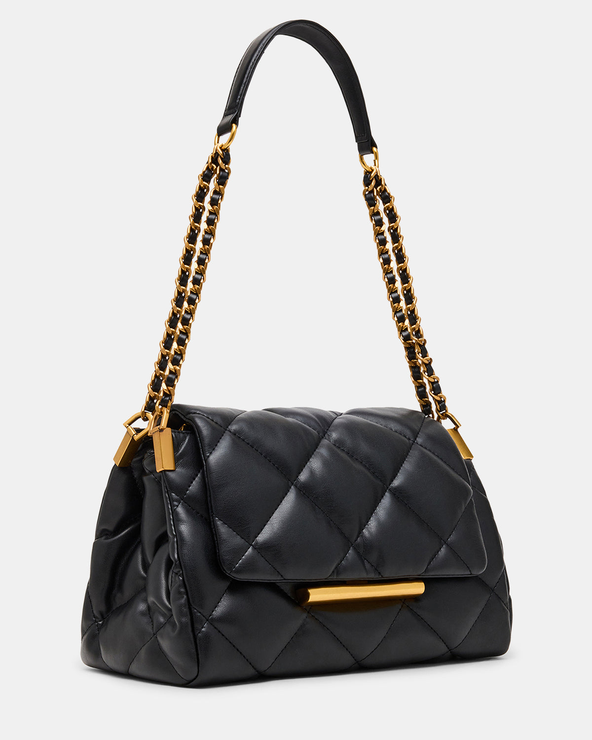 COLETTE Bag Black/Gold Quilted Chain Shoulder Handbag - Steve Madden