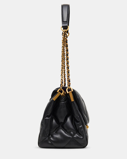 COLETTE Bag Black/Gold Quilted Chain Shoulder Handbag - Steve Madden
