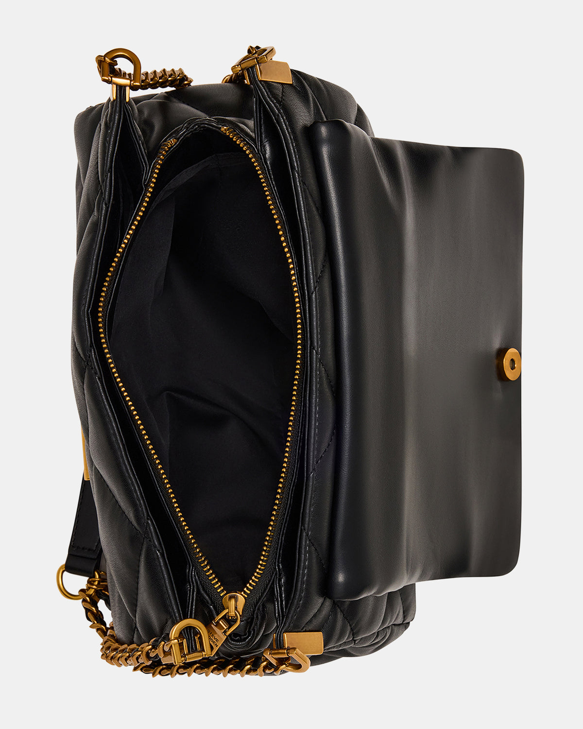 COLETTE Bag Black/Gold Quilted Chain Shoulder Handbag - Steve Madden