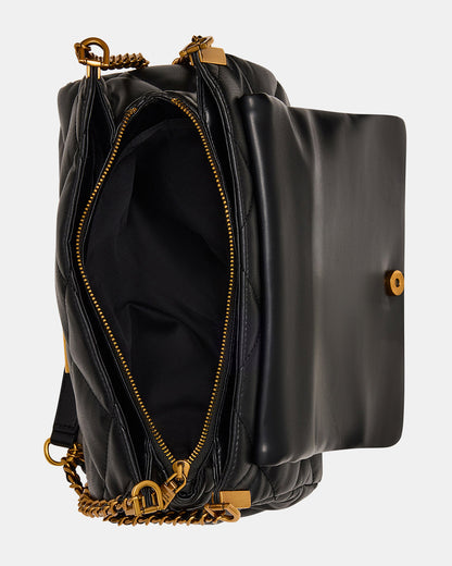 COLETTE Bag Black/Gold Quilted Chain Shoulder Handbag - Steve Madden