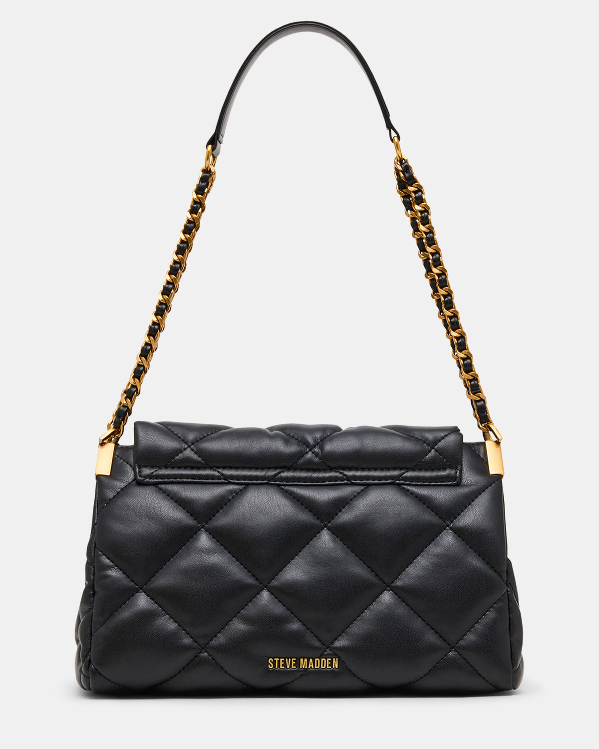 COLETTE Bag Black/Gold Quilted Chain Shoulder Handbag - Steve Madden