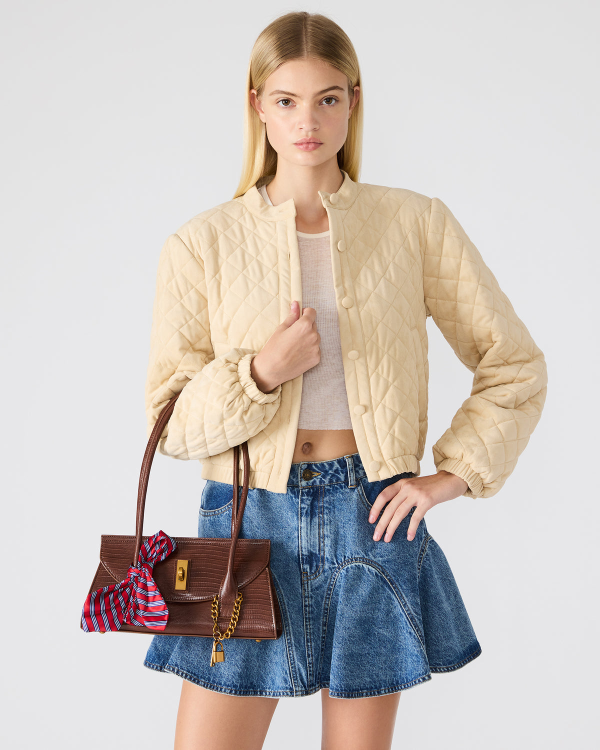 MILAN Bag Chocolate Elongated Menswear-Inspired Shoulder Strap Handbag - Steve Madden