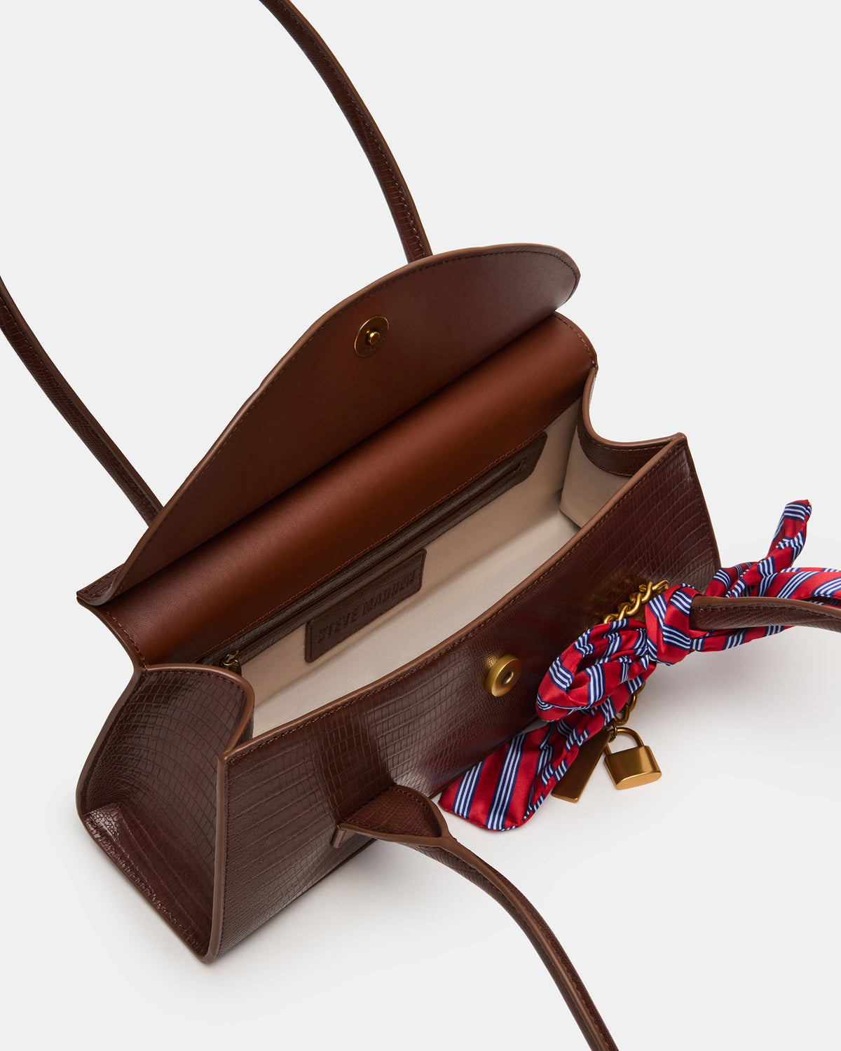 MILAN Bag Chocolate Elongated Menswear-Inspired Shoulder Strap Handbag - Steve Madden
