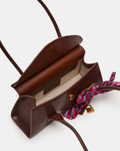 MILAN Bag Chocolate Elongated Menswear-Inspired Shoulder Strap Handbag - Steve Madden
