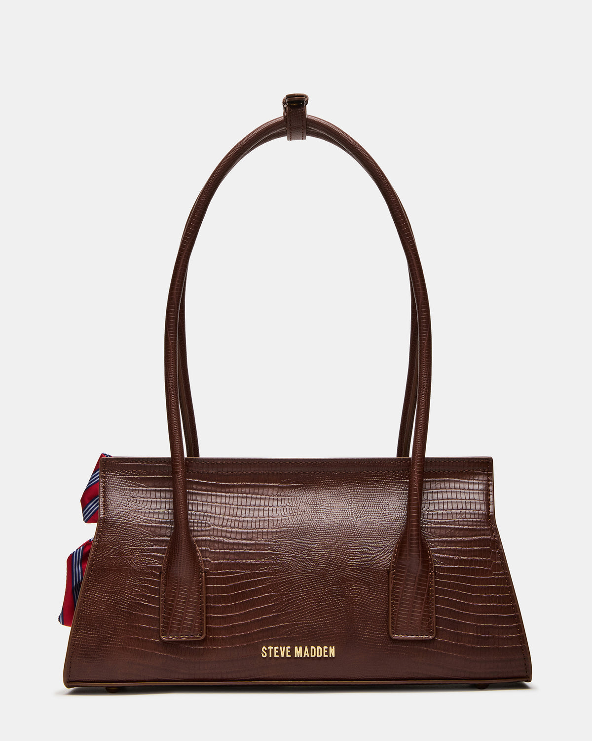 MILAN Bag Chocolate Elongated Menswear-Inspired Shoulder Strap Handbag - Steve Madden