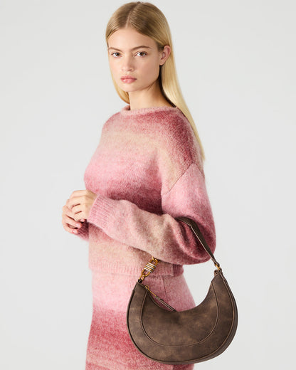 LOHAN Bag Brown Structured Hobo Shoulder Handbag - Steve Madden