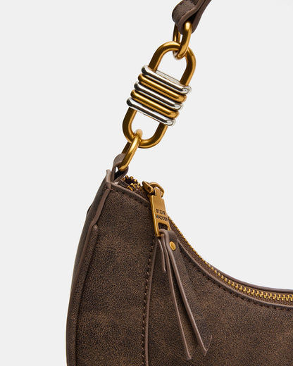 LOHAN Bag Brown Structured Hobo Shoulder Handbag - Steve Madden
