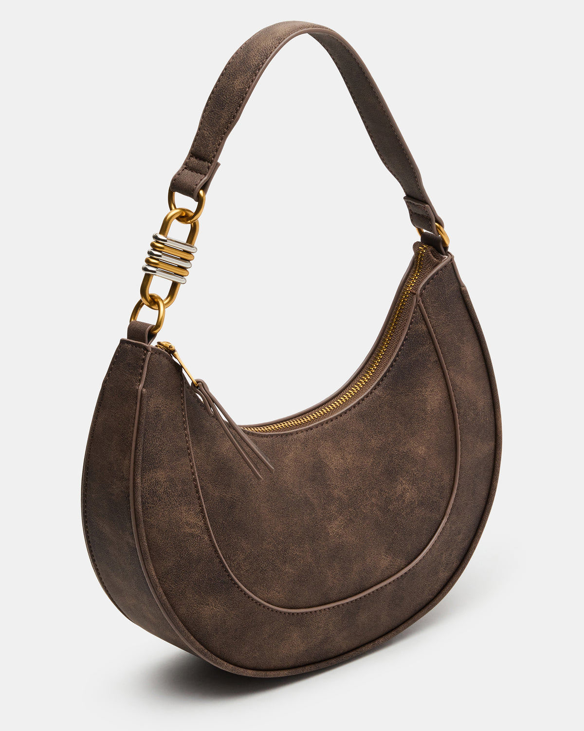 LOHAN Bag Brown Structured Hobo Shoulder Handbag - Steve Madden