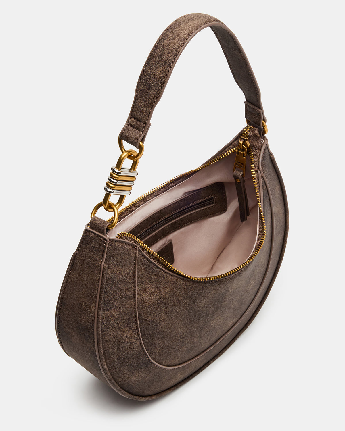 LOHAN Bag Brown Structured Hobo Shoulder Handbag - Steve Madden