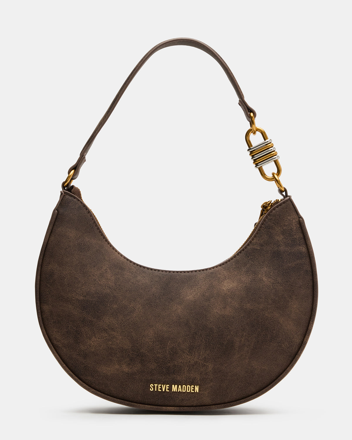 LOHAN Bag Brown Structured Hobo Shoulder Handbag - Steve Madden
