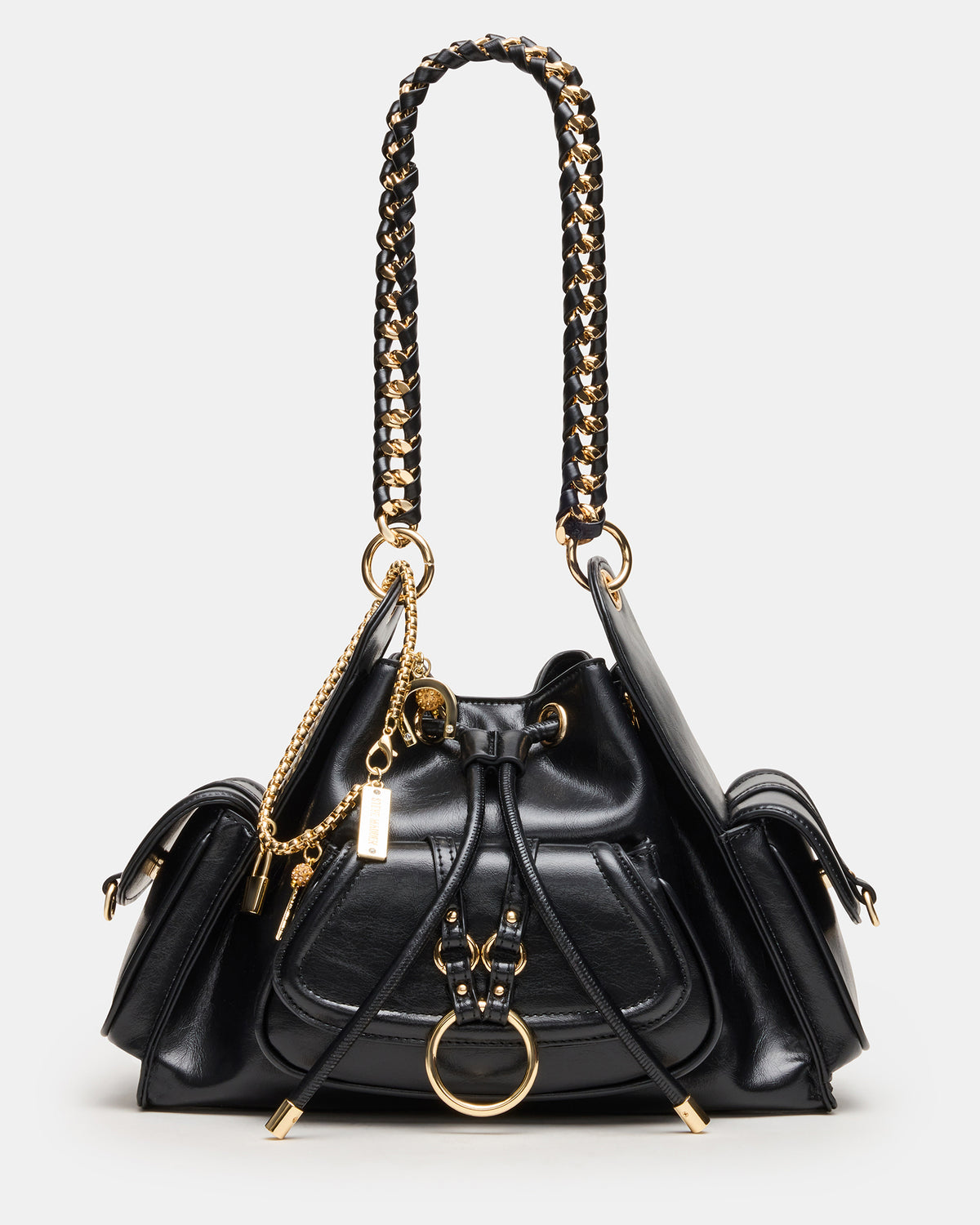 DRU Bag Black Hobo Shoulder Strap Chain Strap Handbag - Steve Madden