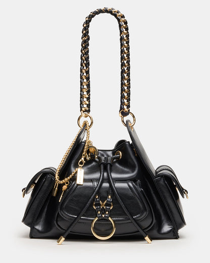 DRU Bag Black Hobo Shoulder Strap Chain Strap Handbag - Steve Madden