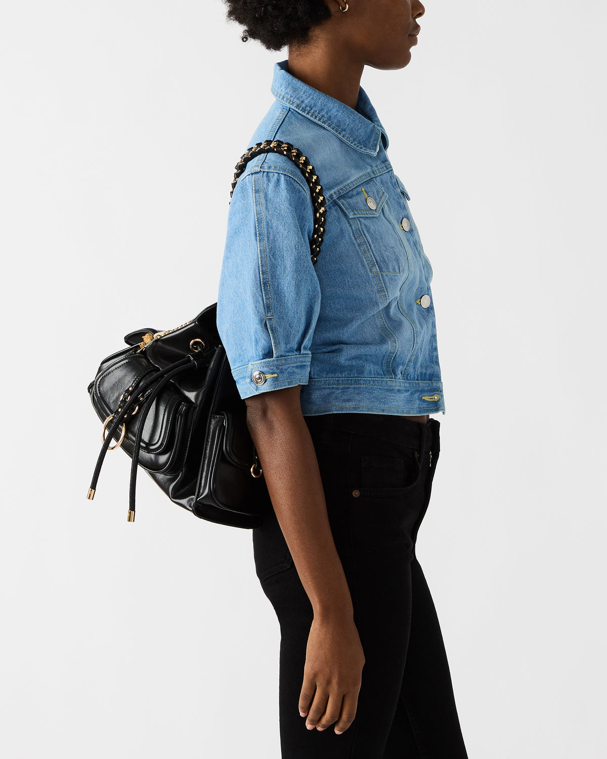 DRU Bag Black Hobo Shoulder Strap Chain Strap Handbag - Steve Madden