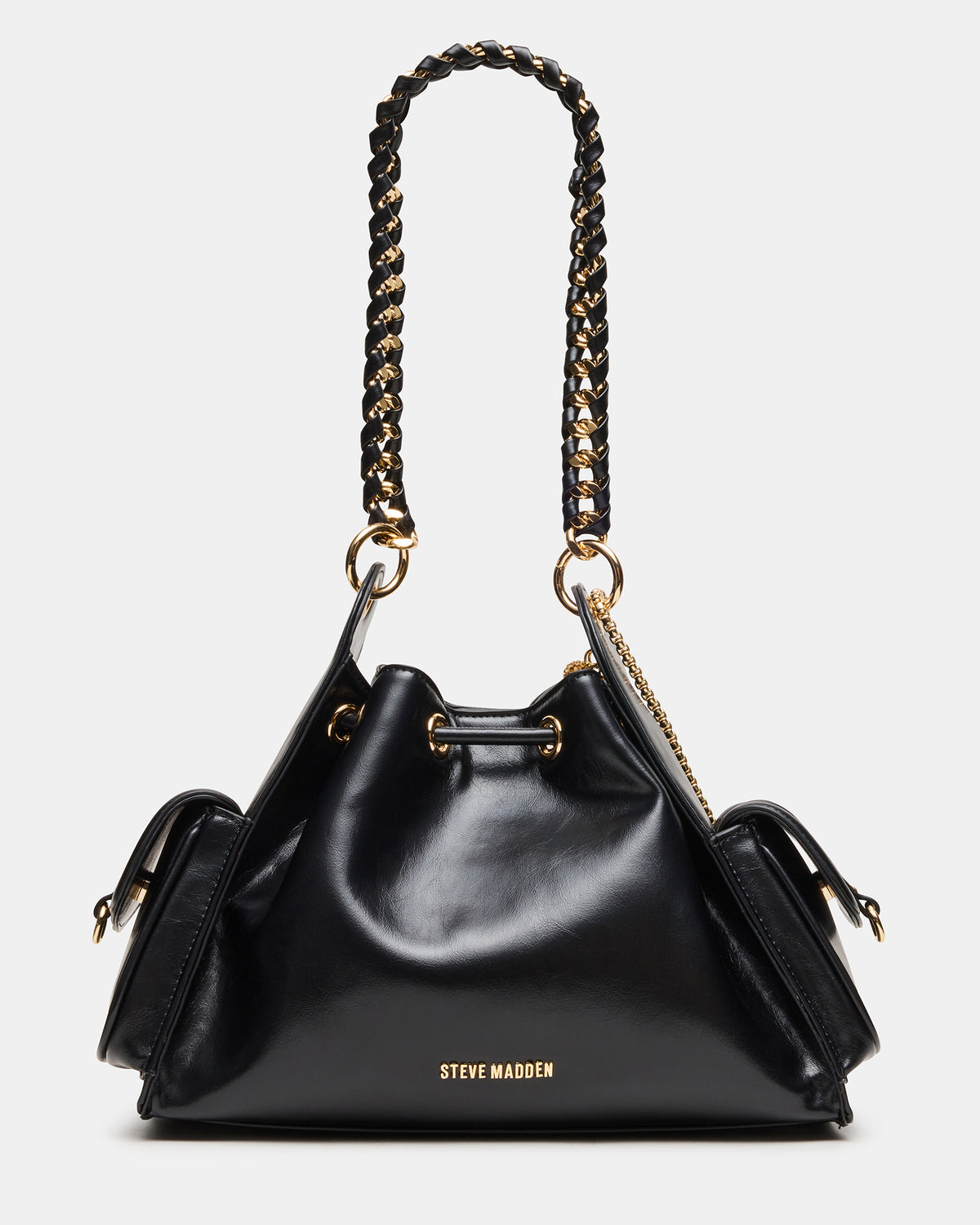 DRU Bag Black Hobo Shoulder Strap Chain Strap Handbag - Steve Madden