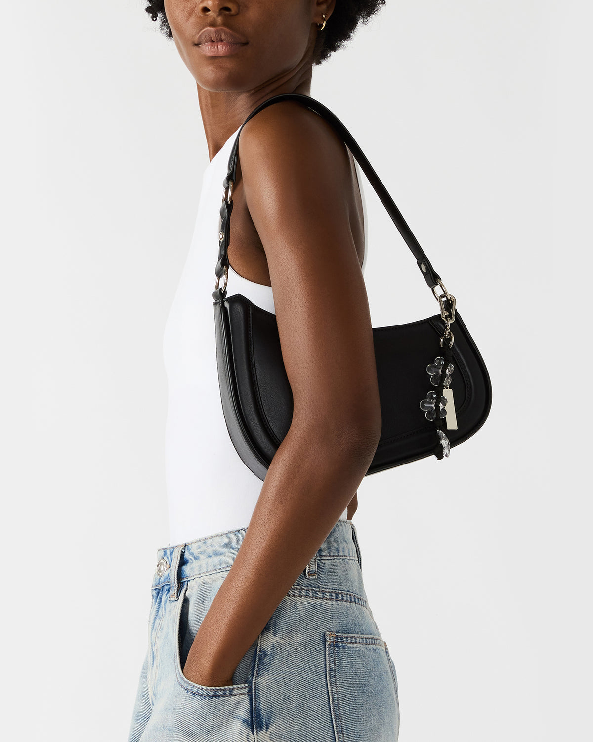 MUSEE Bag Black Asymmetrical Shoulder Strap Handbag - Steve Madden