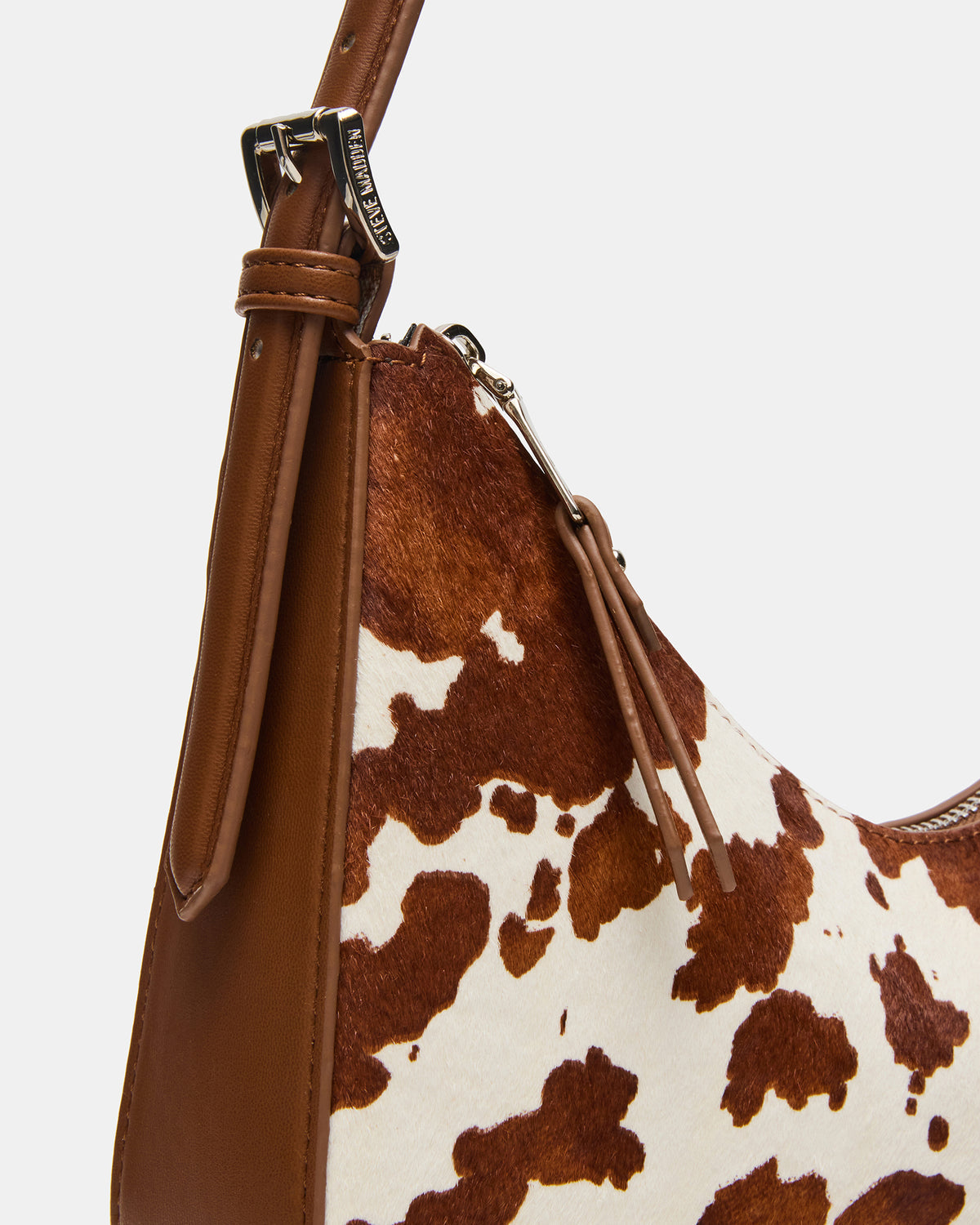 SMITH Bag Brown Cow Print Asymmetric Shoulder Handbag - Steve Madden