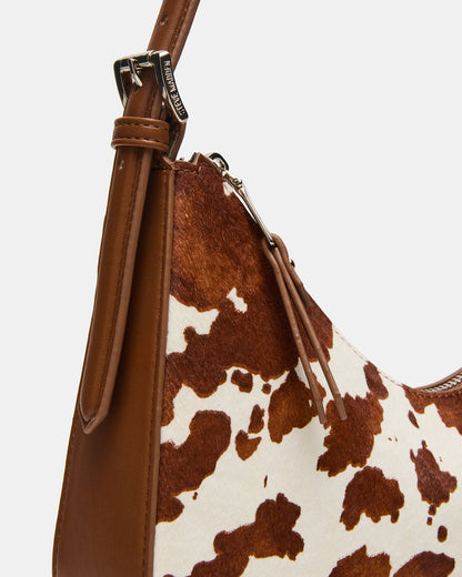 SMITH Bag Brown Cow Print Asymmetric Shoulder Handbag - Steve Madden