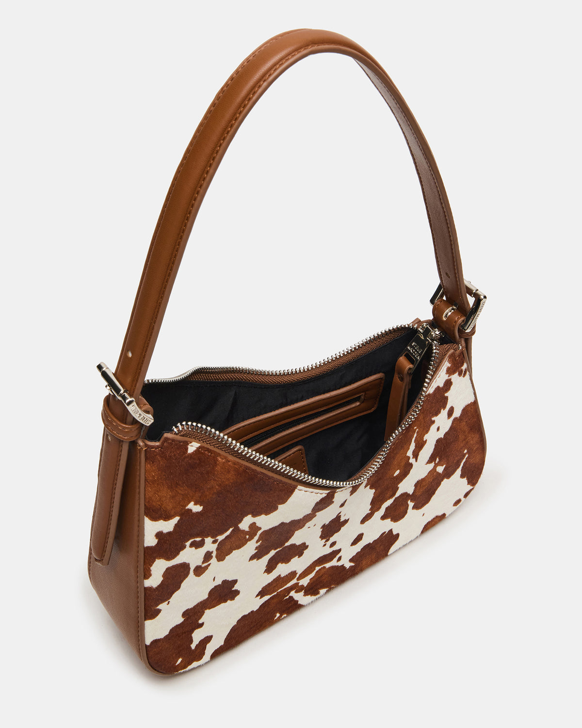 SMITH Bag Brown Cow Print Asymmetric Shoulder Handbag - Steve Madden