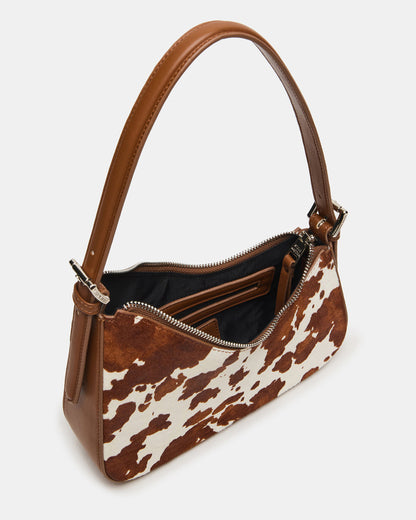 SMITH Bag Brown Cow Print Asymmetric Shoulder Handbag - Steve Madden
