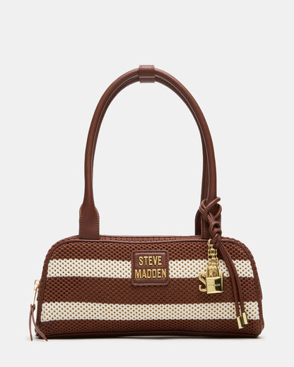LAGUNE Bag Chocolate Multi Elongated Straw Shoulder Strap Handbag - Steve Madden