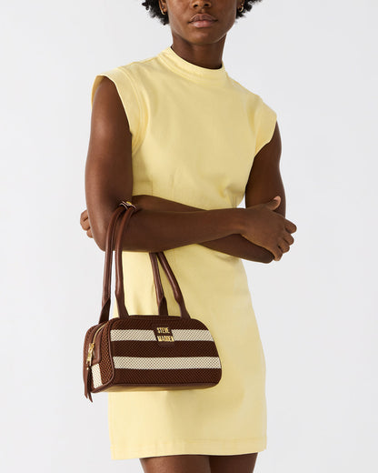 LAGUNE Bag Chocolate Multi Elongated Straw Shoulder Strap Handbag - Steve Madden