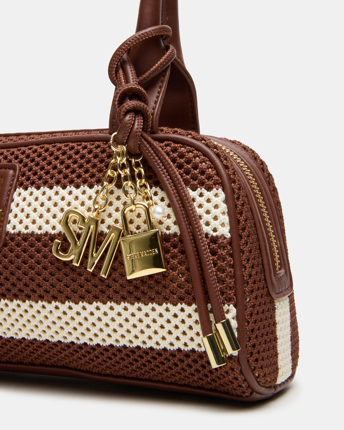 LAGUNE Bag Chocolate Multi Elongated Straw Shoulder Strap Handbag - Steve Madden