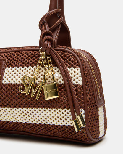 LAGUNE Bag Chocolate Multi Elongated Straw Shoulder Strap Handbag - Steve Madden