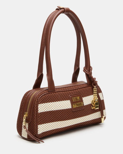 LAGUNE Bag Chocolate Multi Elongated Straw Shoulder Strap Handbag - Steve Madden
