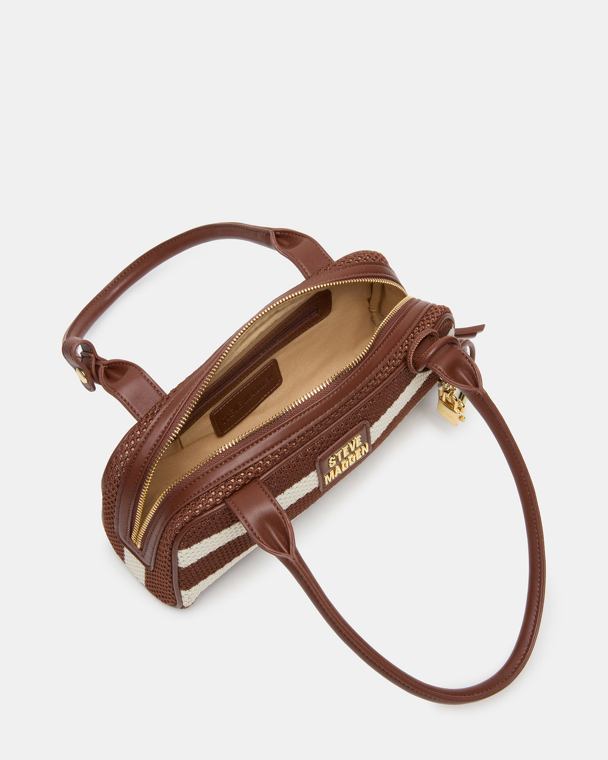 LAGUNE Bag Chocolate Multi Elongated Straw Shoulder Strap Handbag - Steve Madden