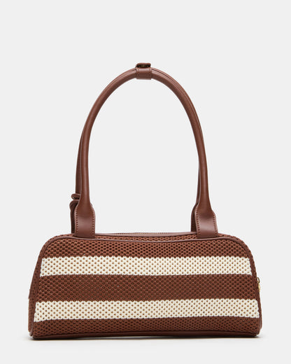 LAGUNE Bag Chocolate Multi Elongated Straw Shoulder Strap Handbag - Steve Madden