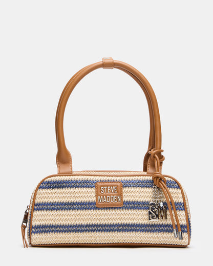 LAGUNE Bag Navy Multi Elongated Straw Shoulder Strap Handbag - Steve Madden