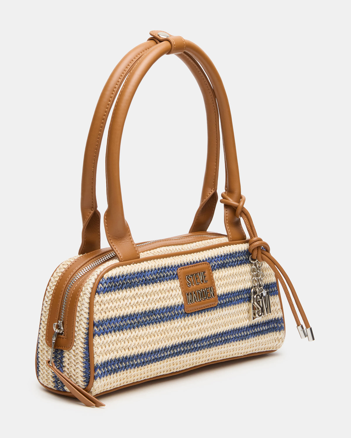 LAGUNE Bag Navy Multi Elongated Straw Shoulder Strap Handbag - Steve Madden