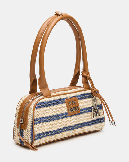 LAGUNE Bag Navy Multi Elongated Straw Shoulder Strap Handbag - Steve Madden