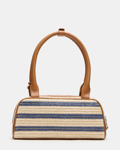 LAGUNE Bag Navy Multi Elongated Straw Shoulder Strap Handbag - Steve Madden
