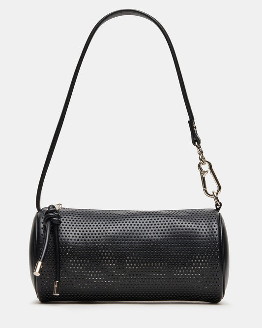 PRIYA Perforated Bag Black Mini Barrel Shoulder Handbag - Steve Madden