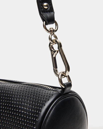 PRIYA Perforated Bag Black Mini Barrel Shoulder Handbag - Steve Madden