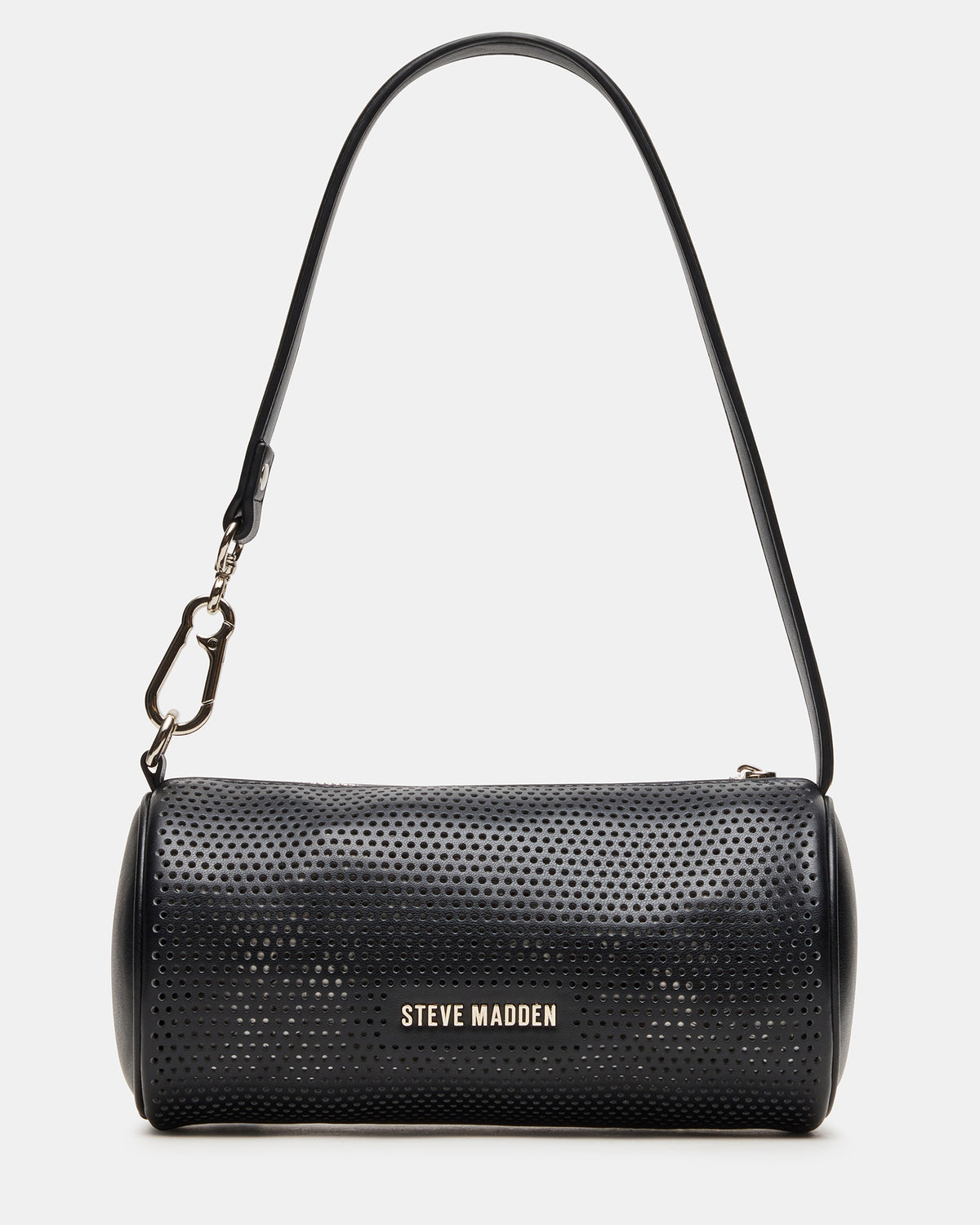 PRIYA Perforated Bag Black Mini Barrel Shoulder Handbag - Steve Madden