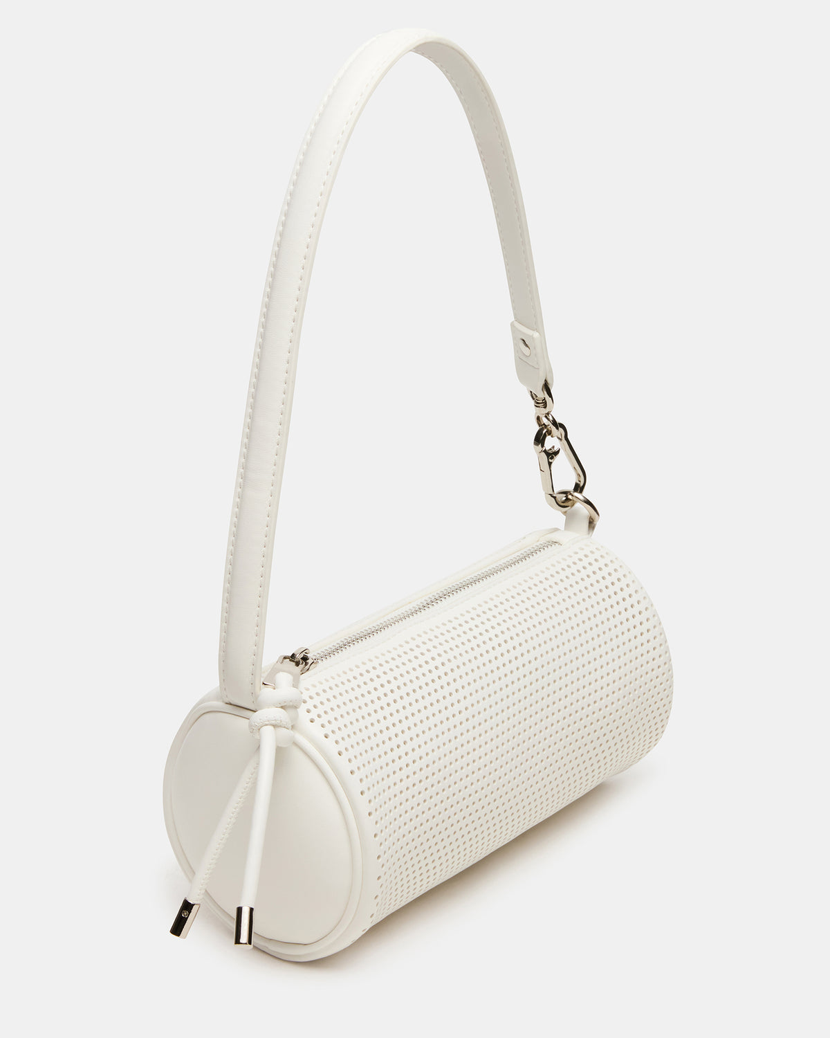 PRIYA Perforated Bag White Mini Barrel Shoulder Handbag - Steve Madden